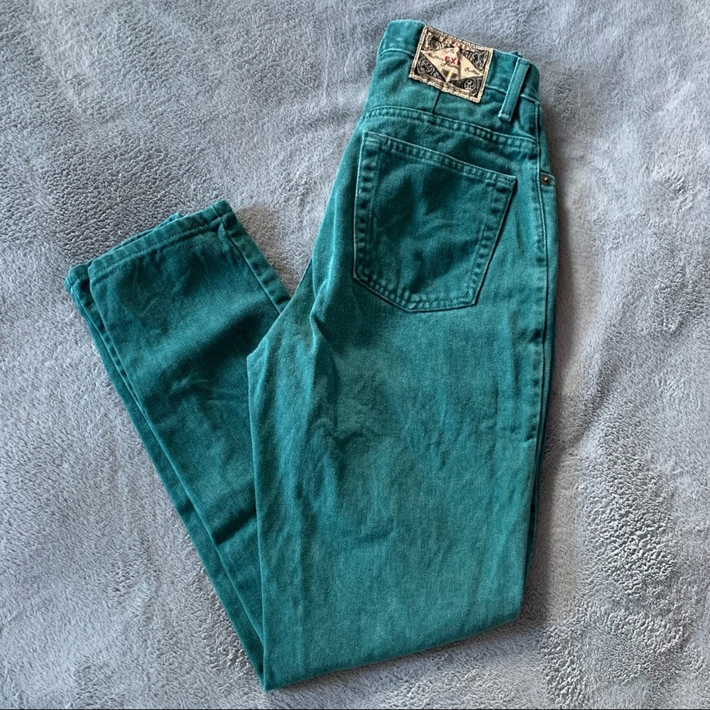 Express Teal Green Straight Leg Jeans